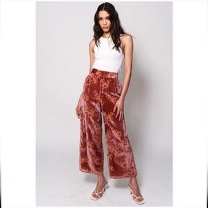 Anthropologie x Hutch Burnt Floral Velvet Wide-Leg Pants